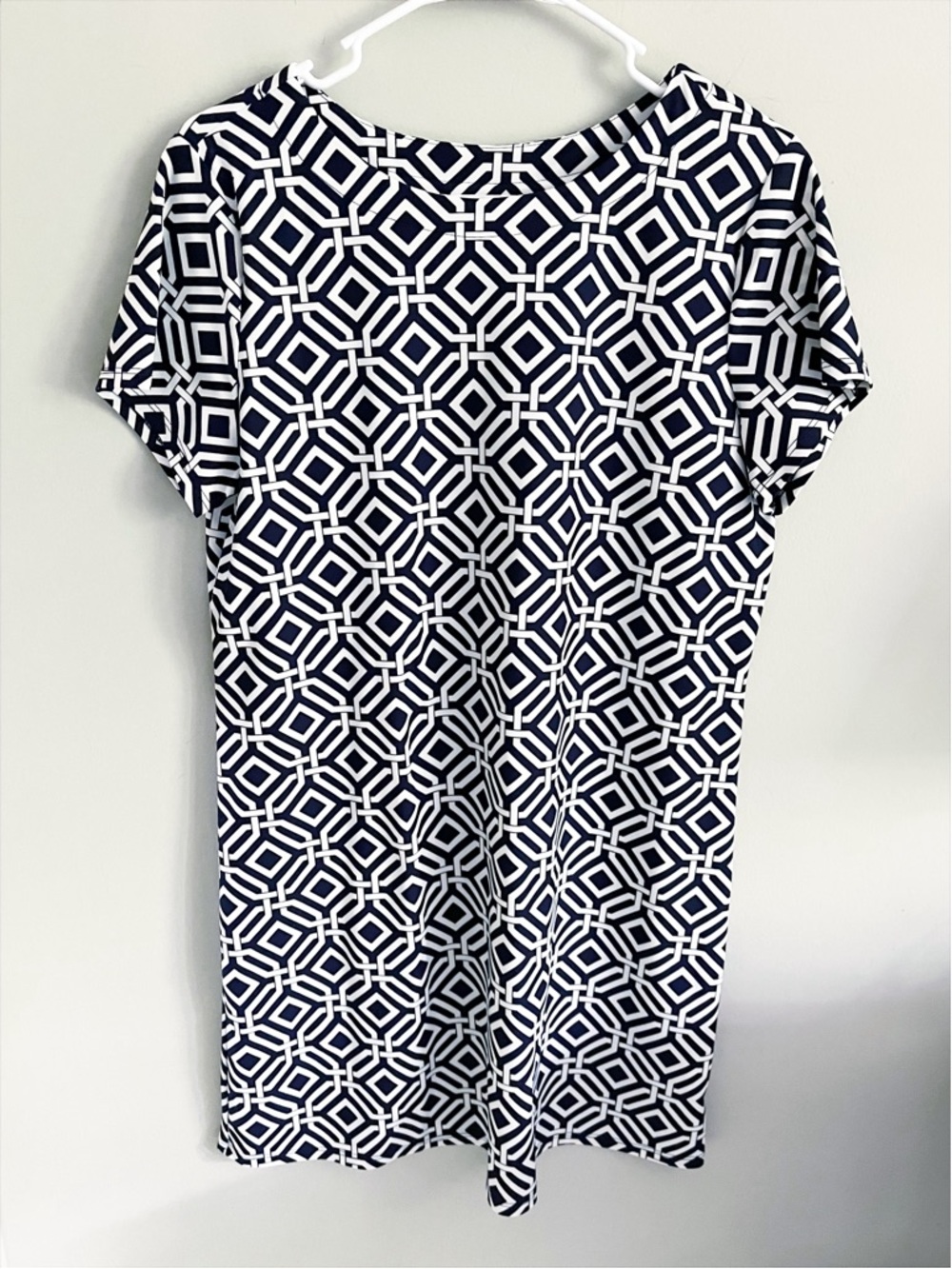 Jude Connally navy blue/white geometric dress sz M